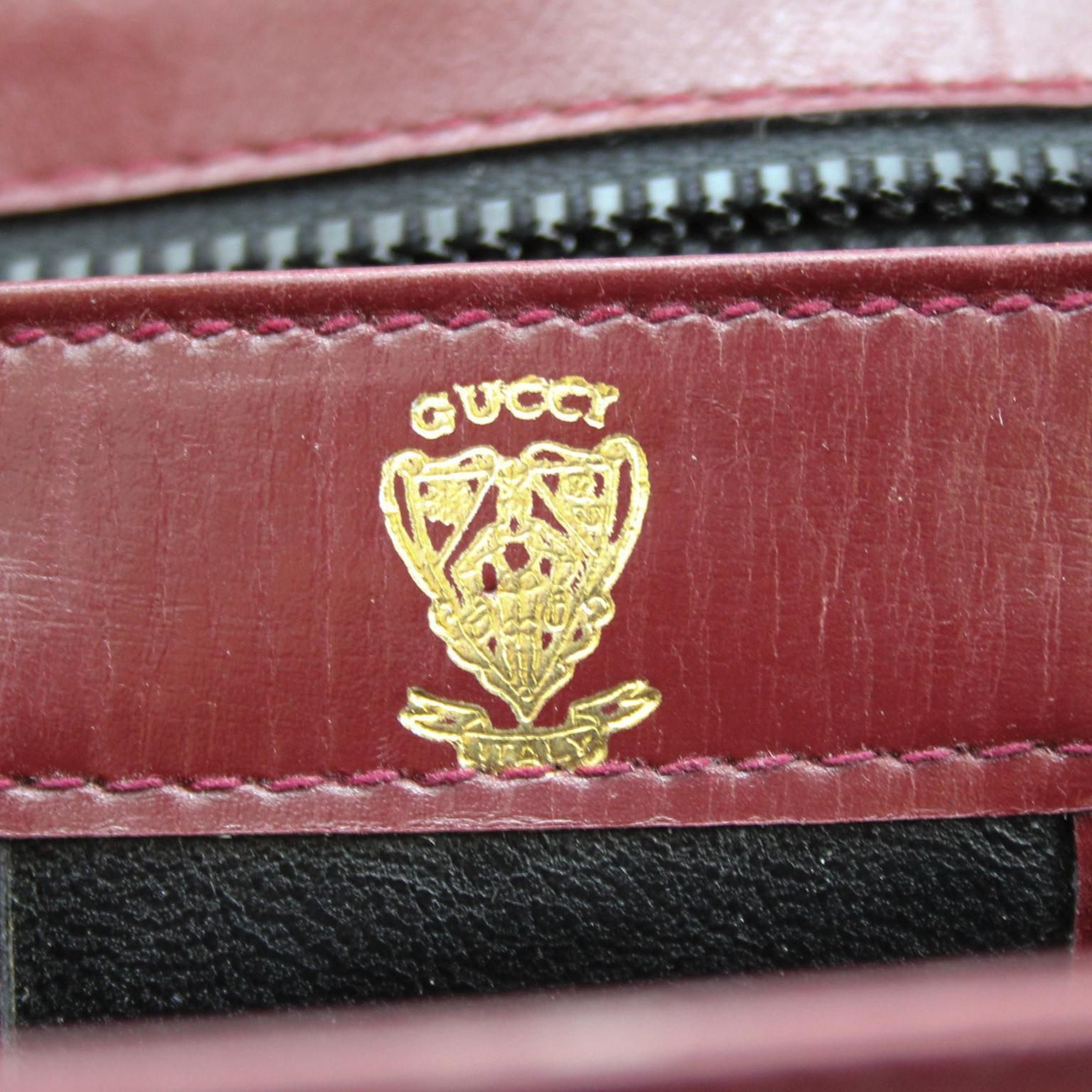 Black 1970s Gucci Bordeaux Leather Top Handle Bag