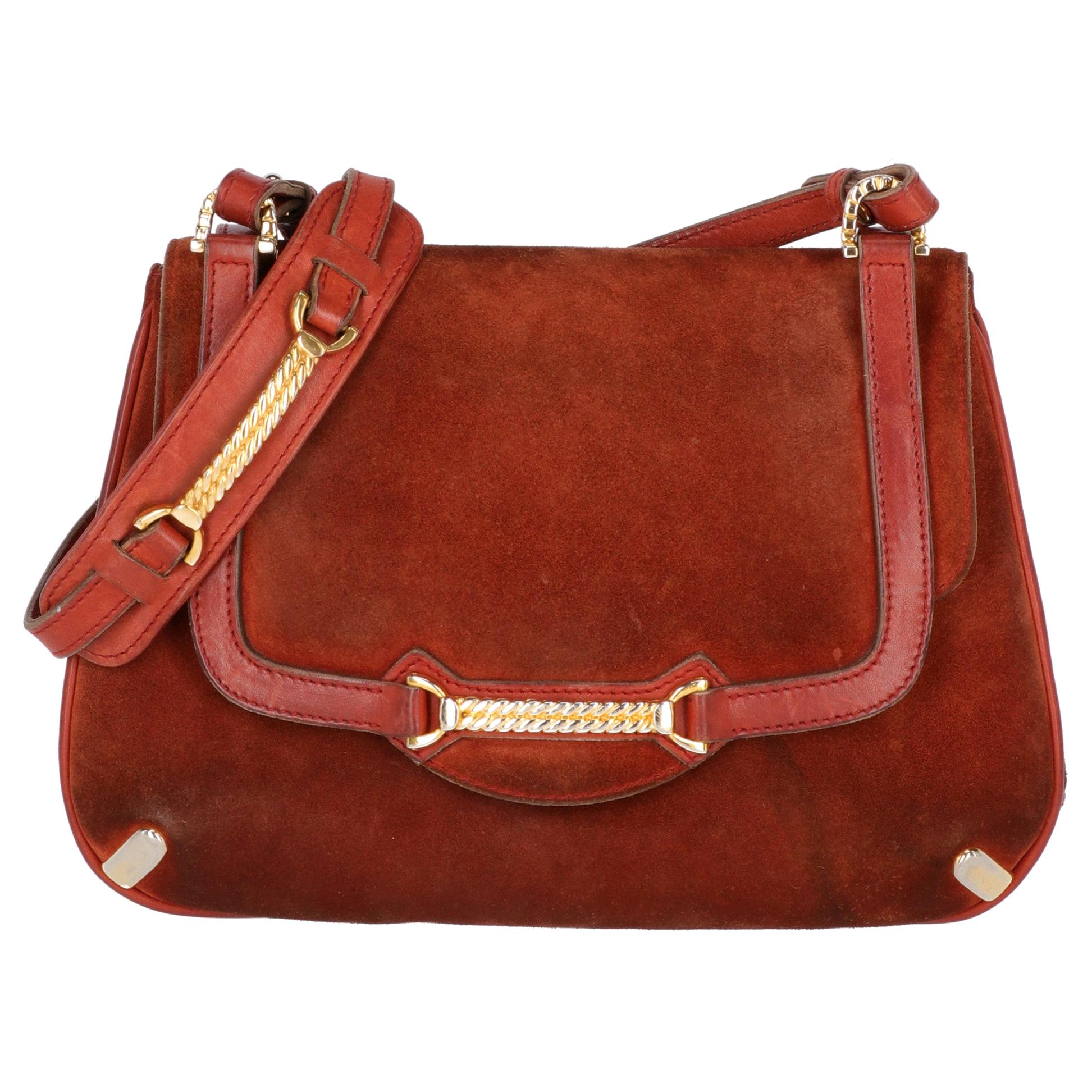 1970S Gucci Bordeaux Suede And Leather Bag