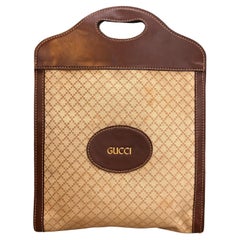 Vintage GUCCI Brown Diamanté Jacquard Book Tote Bag