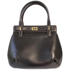 1970s Gucci Brown Leather Top Handle Bag