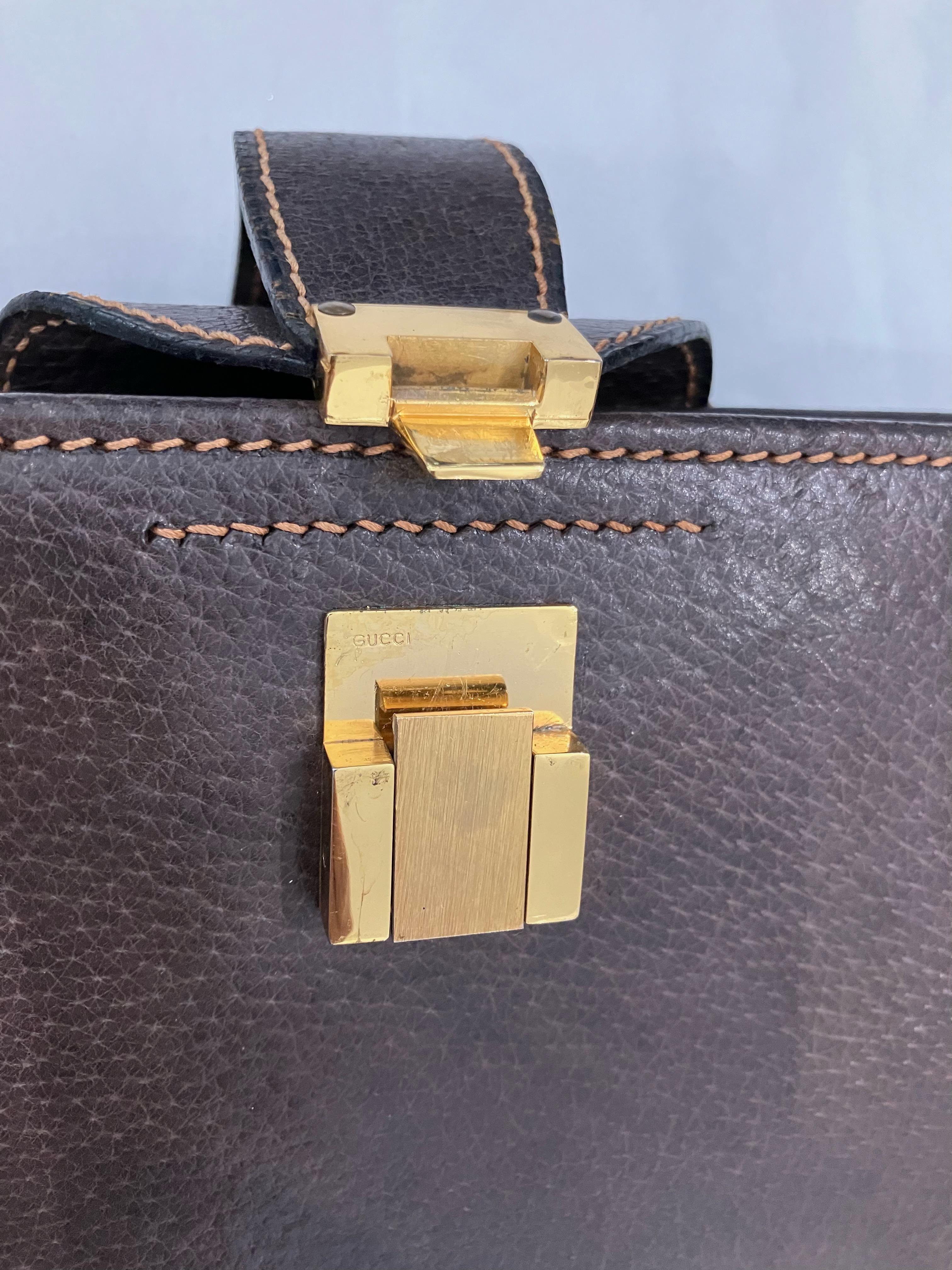 1970er Gucci Braunes Leder Vanity Travel Kit im Angebot 4