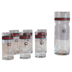 Decanter da cocktail e set di sei bicchieri Gucci degli anni '70