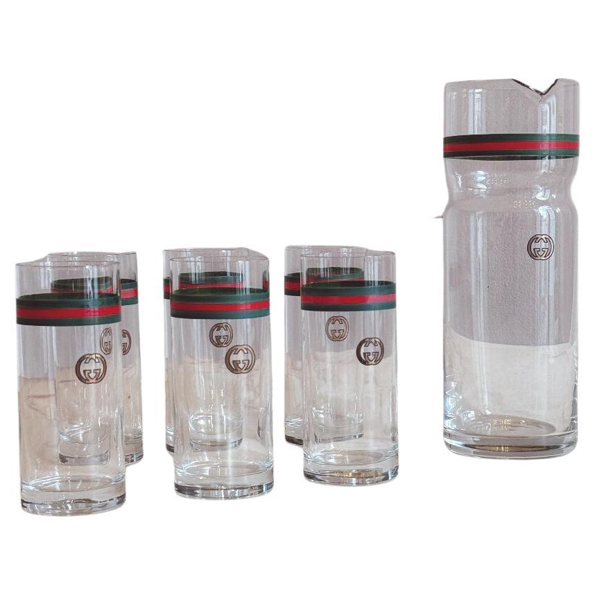1970s Gucci Cocktail Decanter and Set of Six Glasses