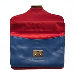 1970s Gucci Color Block Leather Navy Red Vintage Clutch Purse