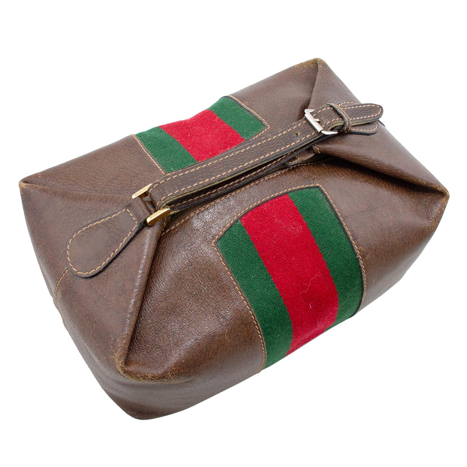 Brown 1970s Gucci Cosmetic Bag For Sale