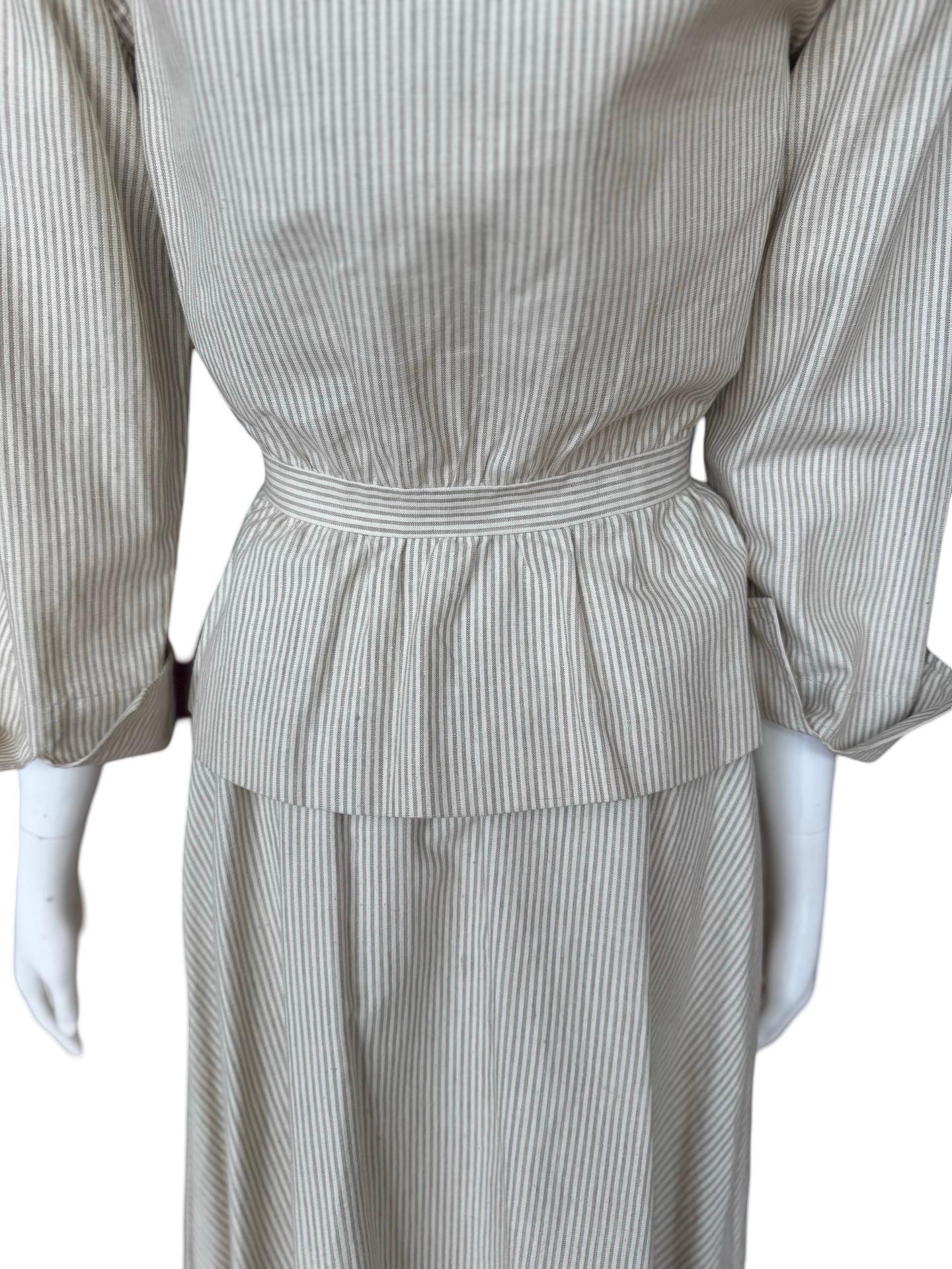 1970s Gucci Cotton Striped Skirt Set In Excellent Condition For Sale In Miami, FL