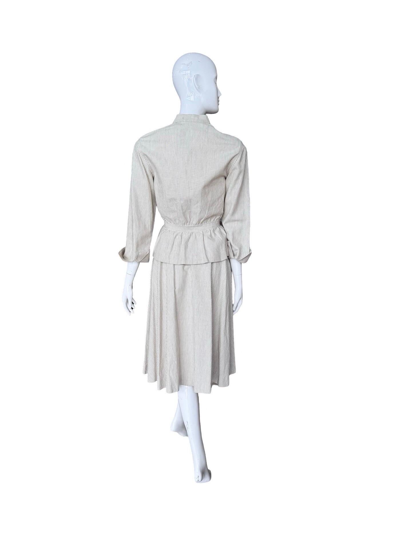 1970s Gucci Cotton Striped Skirt Set For Sale 2