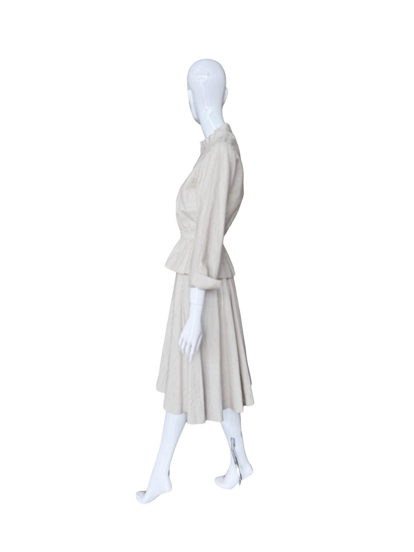 1970s Gucci Cotton Striped Skirt Set For Sale 3