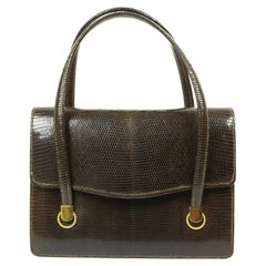 Vintage 1970s Gucci Dark Brown Lizard Handbag