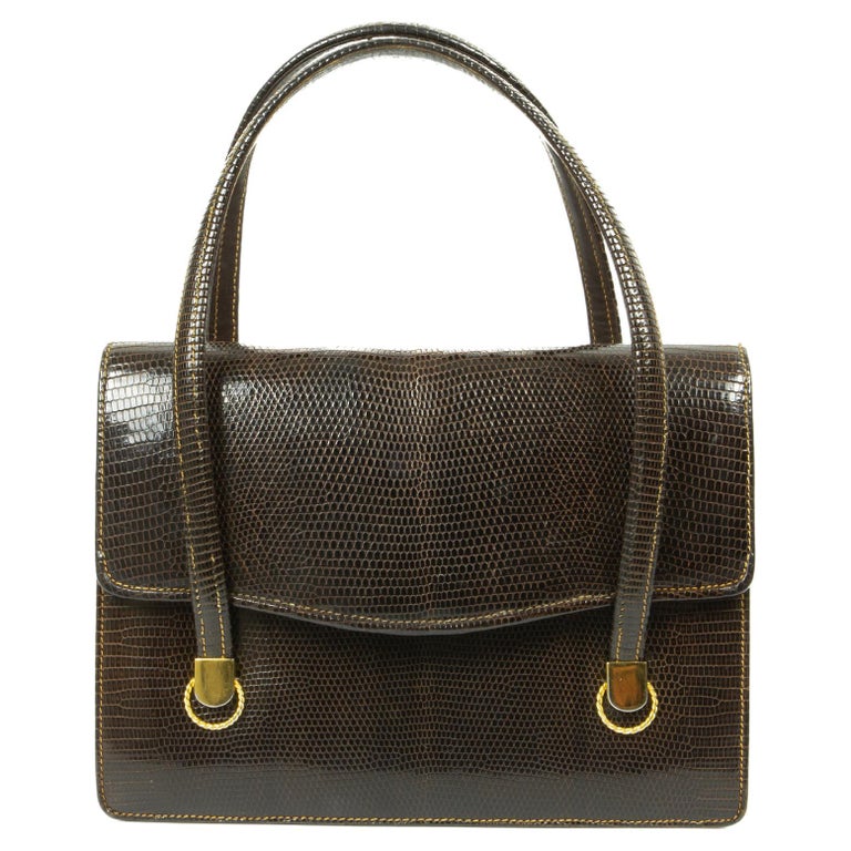 1930s Asprey Brown Crocodile Handbag For Sale at 1stDibs