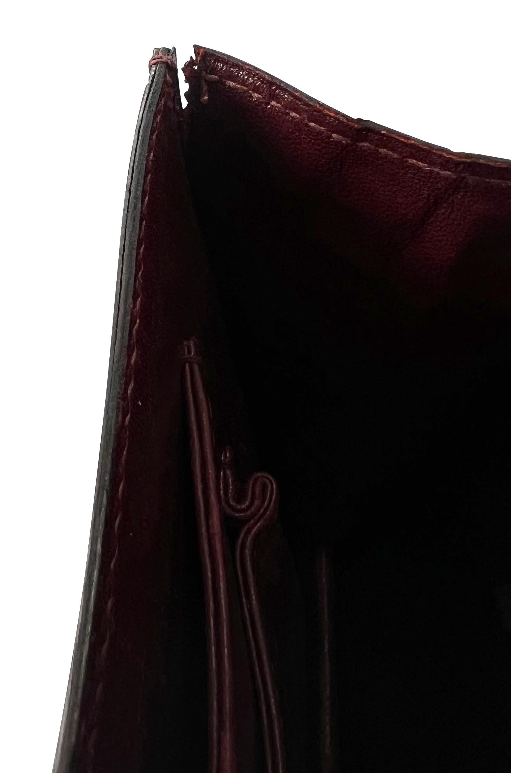 1970s Gucci Deep Burgundy Crocodile Top Handle Flap Bag 6
