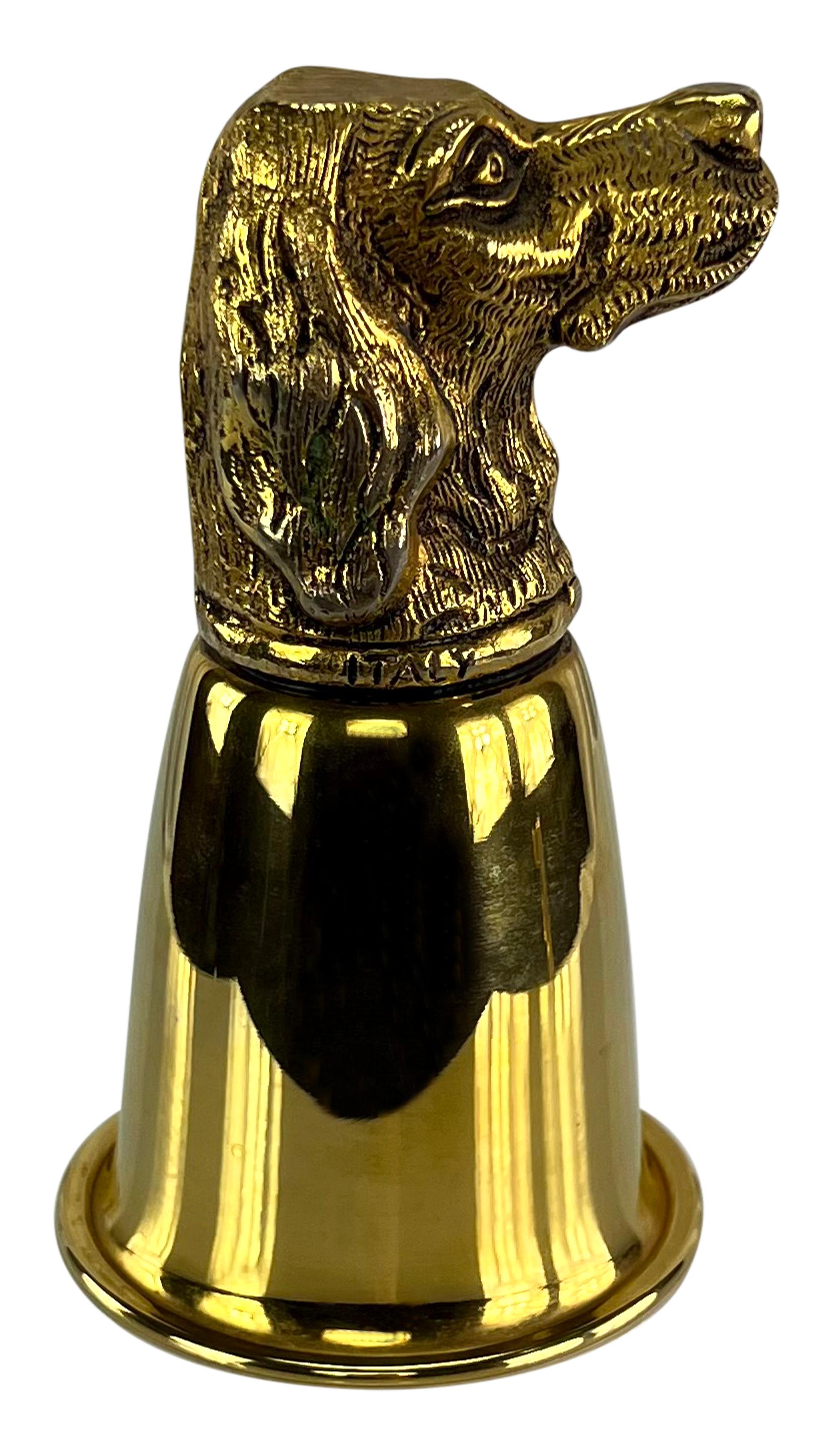 1970s Gucci Dog Figural Gold Wash Hunting Set of Two Cup Pair For Sale 7