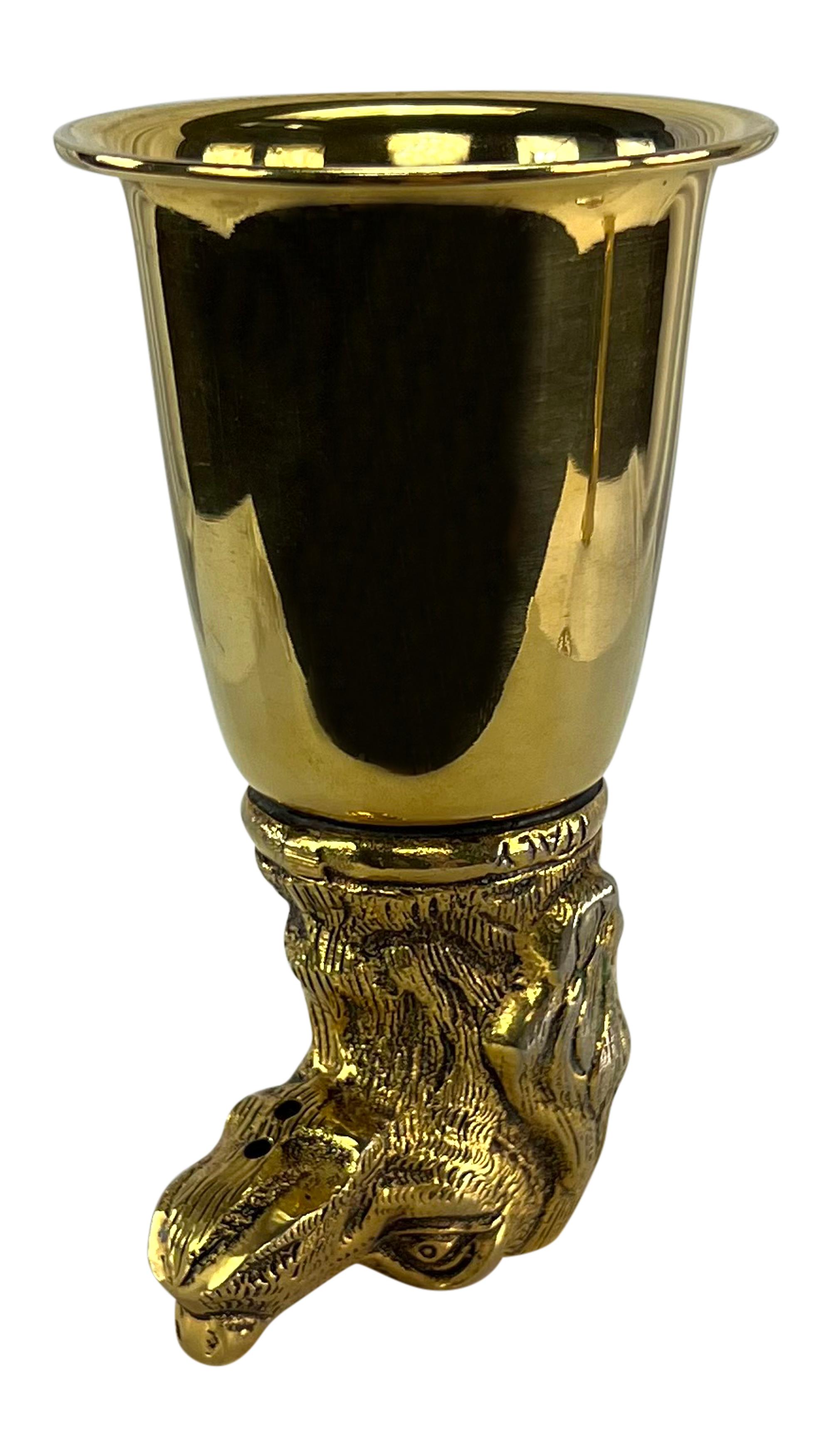 1970s Gucci Dog Figural Gold Wash Hunting Set of Two Cup Pair For Sale 10