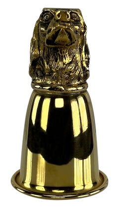 1970s Gucci Dog Figural Gold Wash Hunting Set of Two Cup Pair