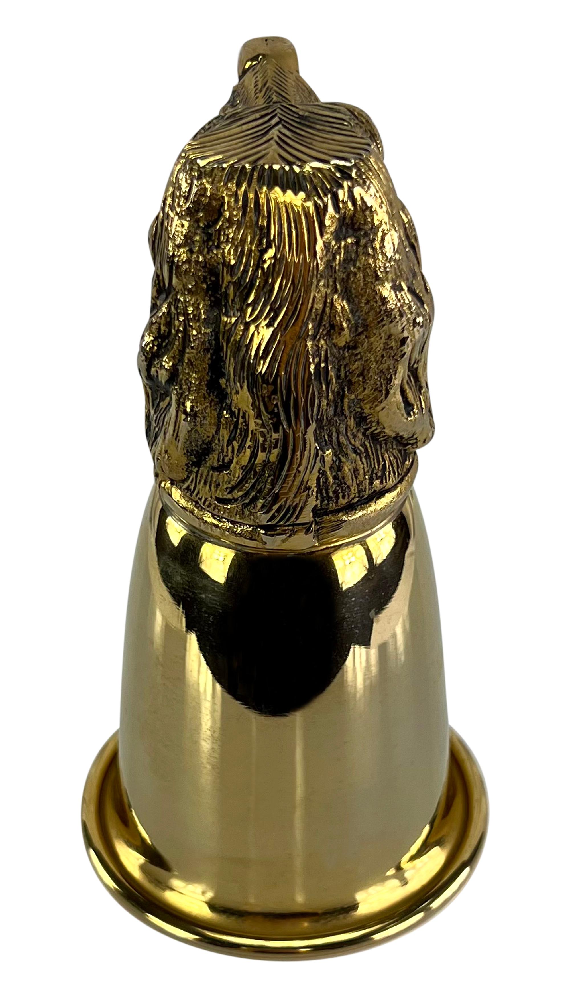 Women's or Men's 1970s Gucci Dog Figural Gold Wash Hunting Set of Two Cup Pair For Sale