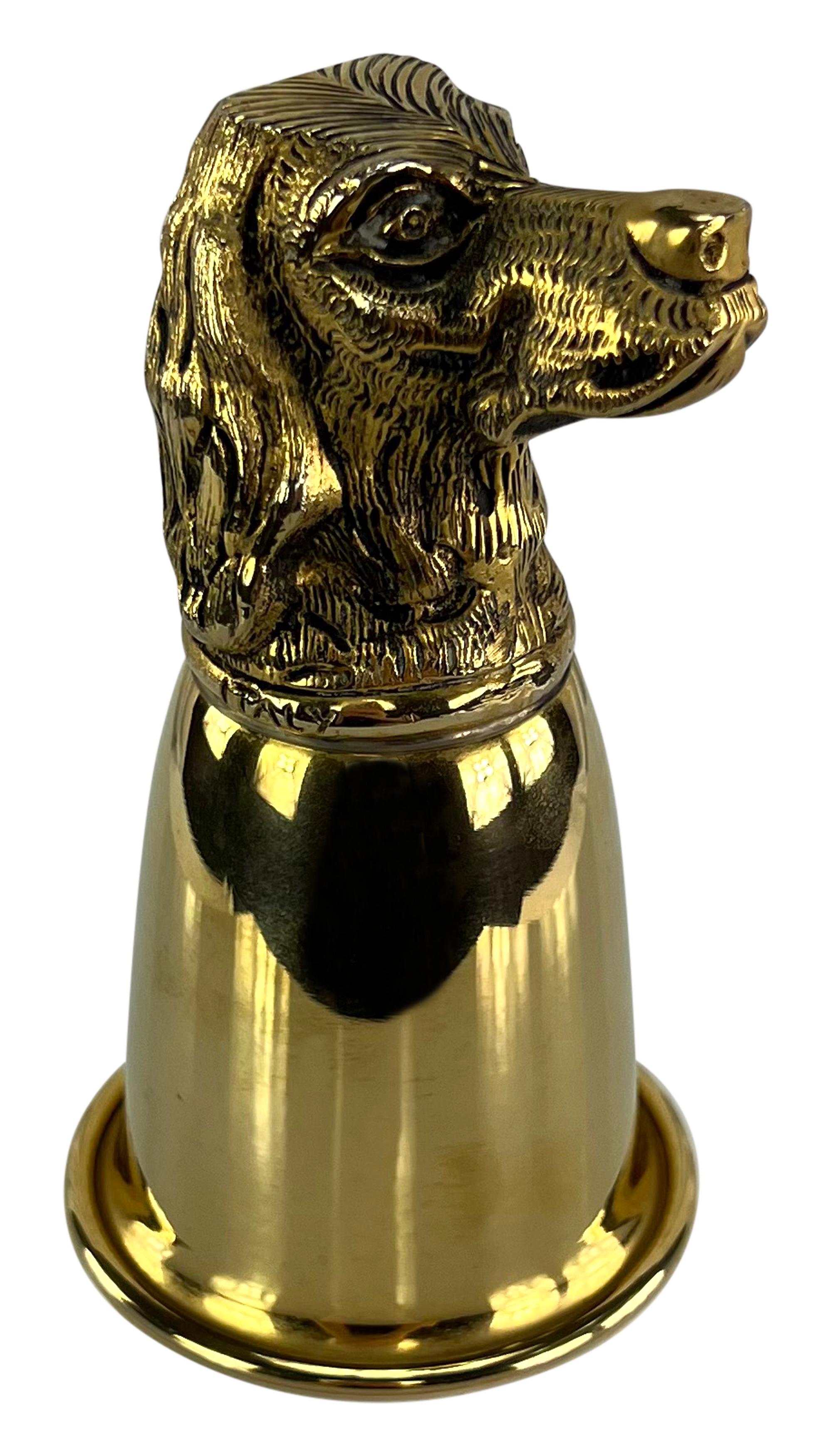 1970s Gucci Dog Figural Gold Wash Hunting Set of Two Cup Pair For Sale 2