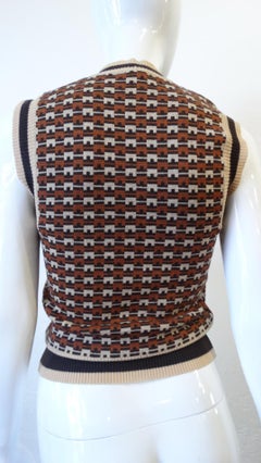 1970s Gucci Equestrian Logo Wool Sweater Vest