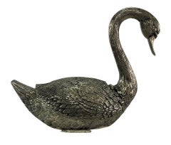 1970s Gucci Figural Swan Pewter Metal Decorative Concealed Container