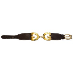 1970s Gucci "GG" Logo Leather Bracelet