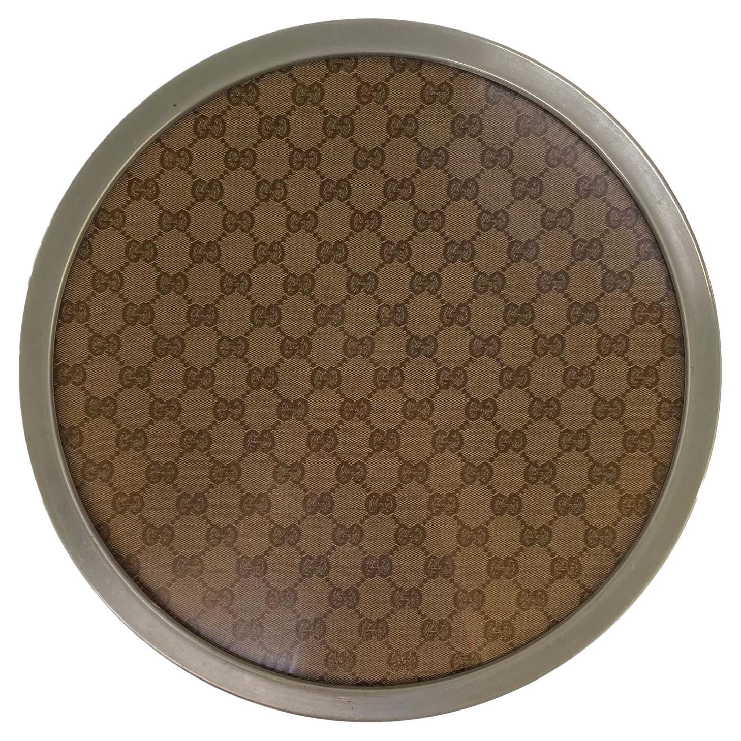 1970s Gucci GG Monogram Round Acrylic Serving Tray 
