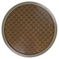 1970er Gucci GG Monogramm Runde Acryl servieren Tablett