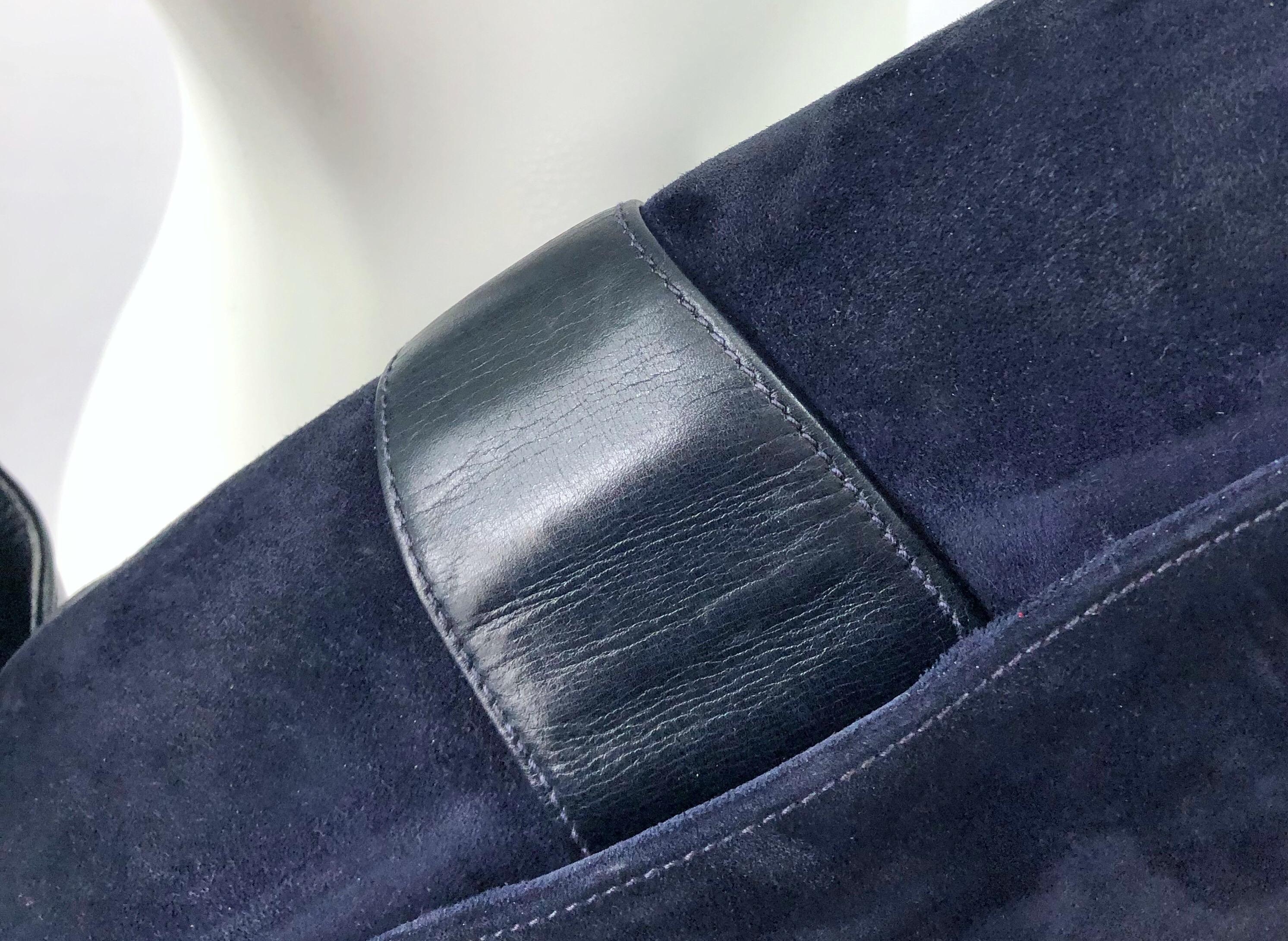 1970s Gucci Large Navy Blue Suede Vintage 70s Hobo Shoulder Bag Purse Handbag 4