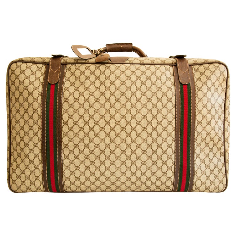 1970s Gucci Large Suitcase GG Canvas with Brown Leather Trim For Sale at  1stDibs