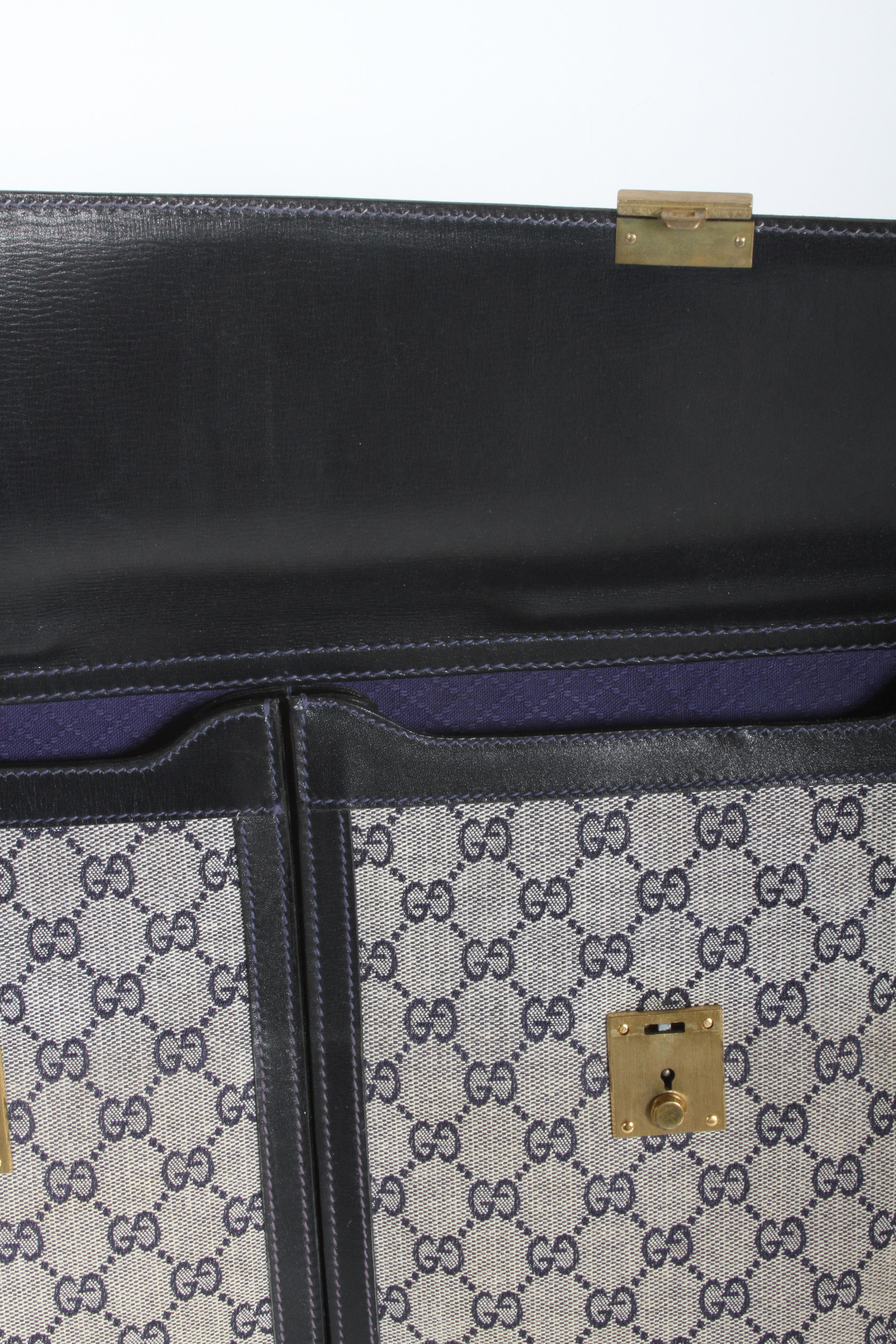 1970er Gucci Attaché-Aktenkoffer aus Leder mit blauem GG-Monogramm im Angebot 14