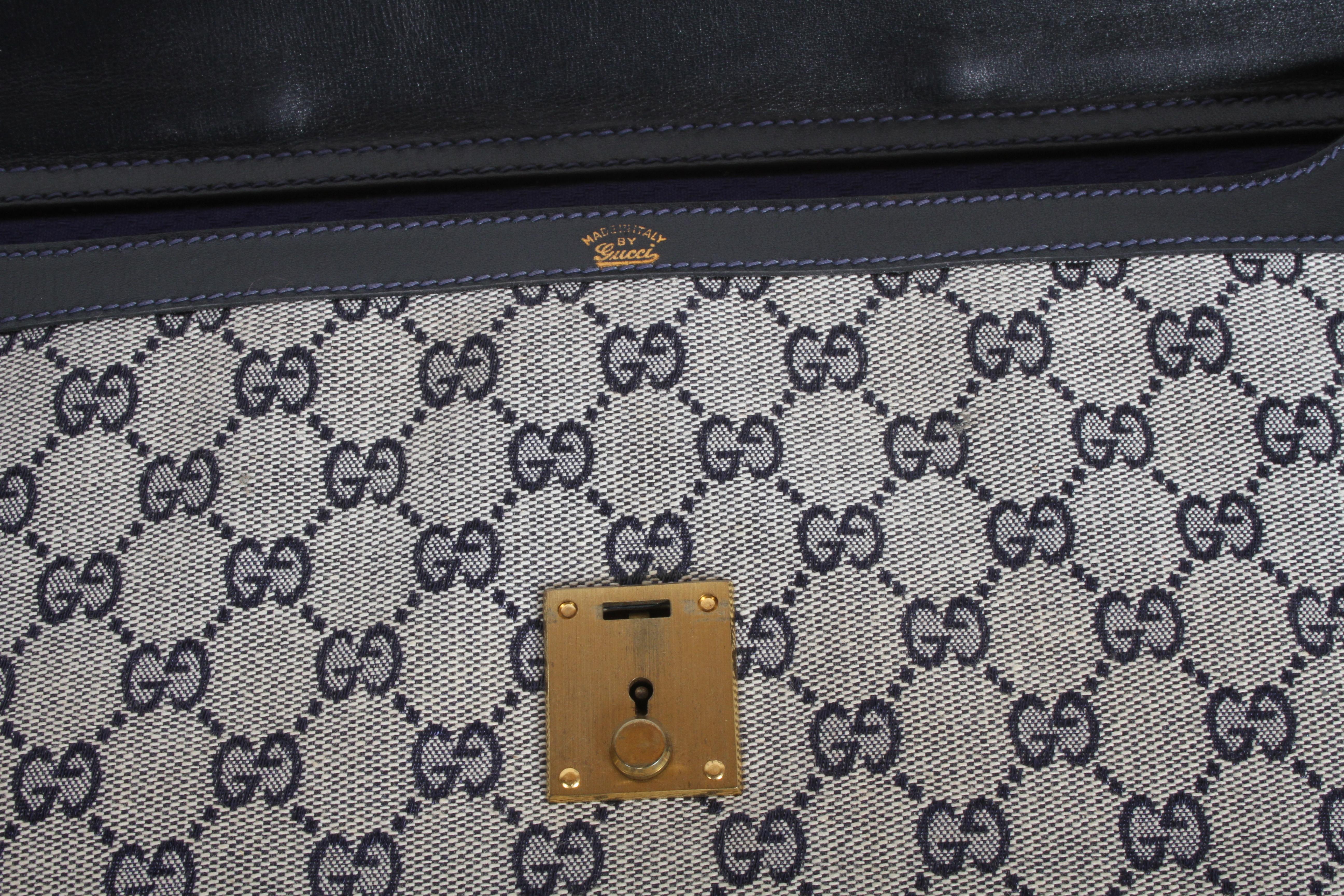 1970er Gucci Attaché-Aktenkoffer aus Leder mit blauem GG-Monogramm (Ende des 20. Jahrhunderts) im Angebot