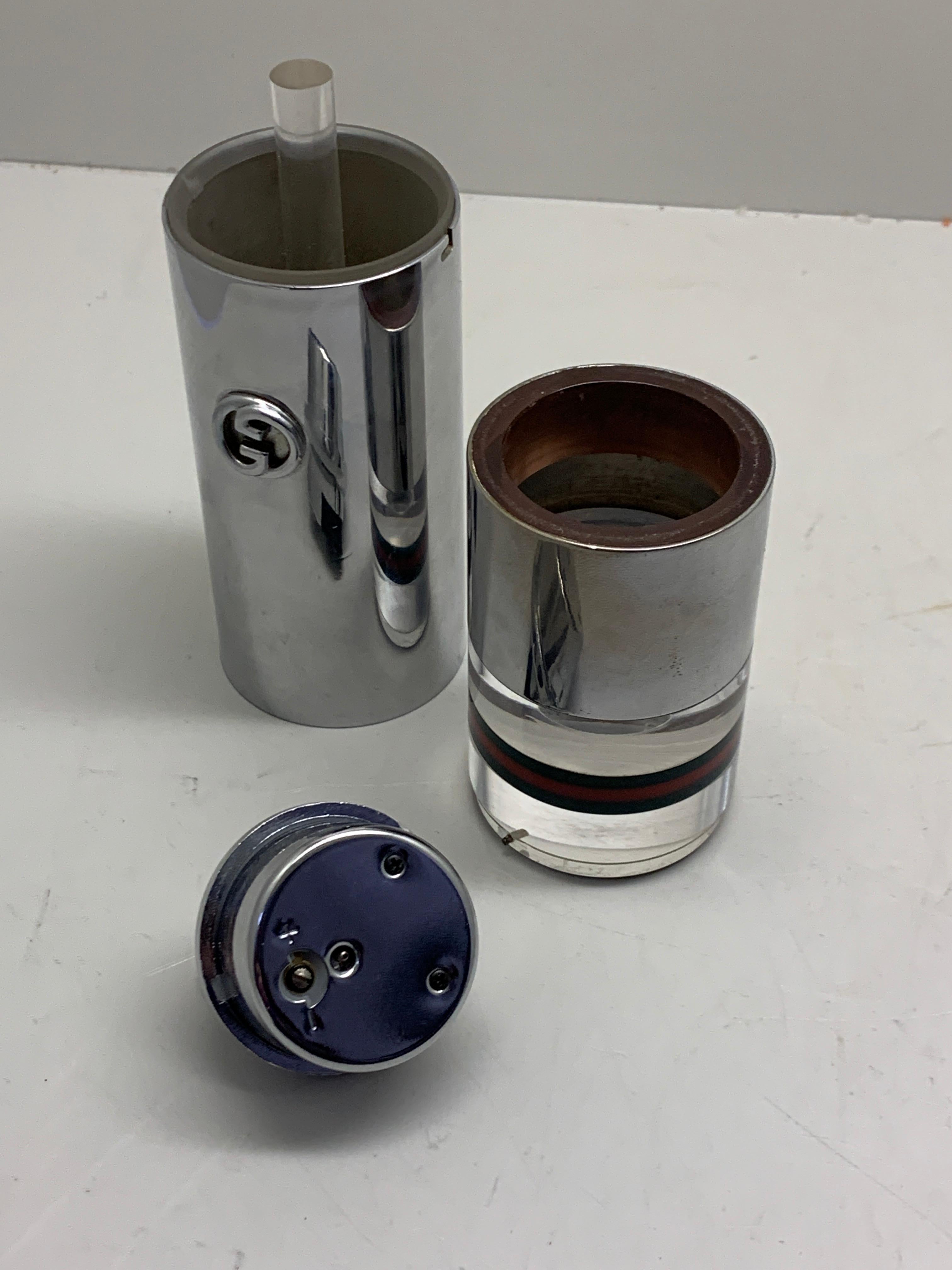 Late 20th Century 1970s Gucci Lucite and Chrome Table Lighter