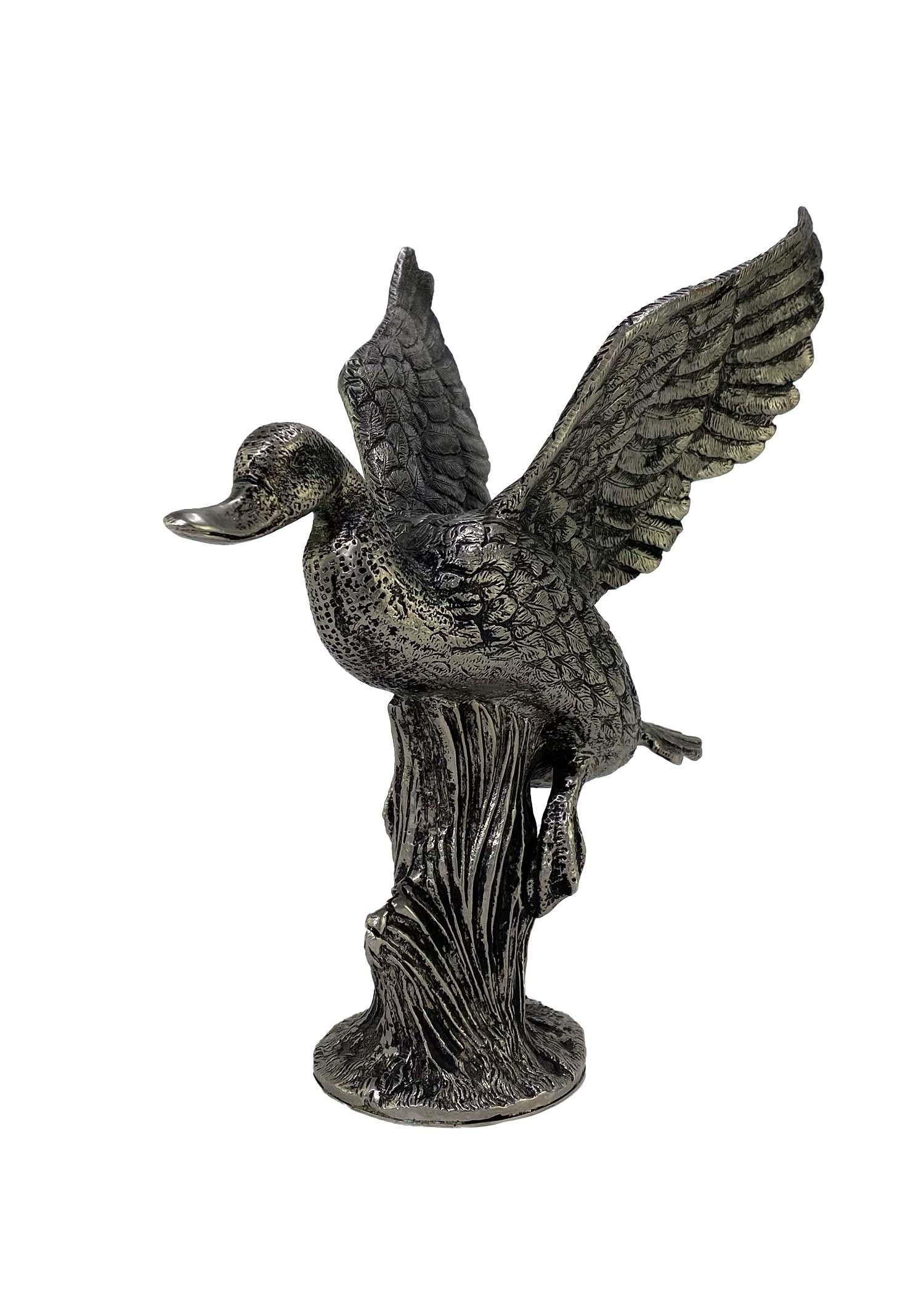 1970s Gucci Mallard Duck Figural Metal Sculpture Pair In Good Condition For Sale In West Hollywood, CA