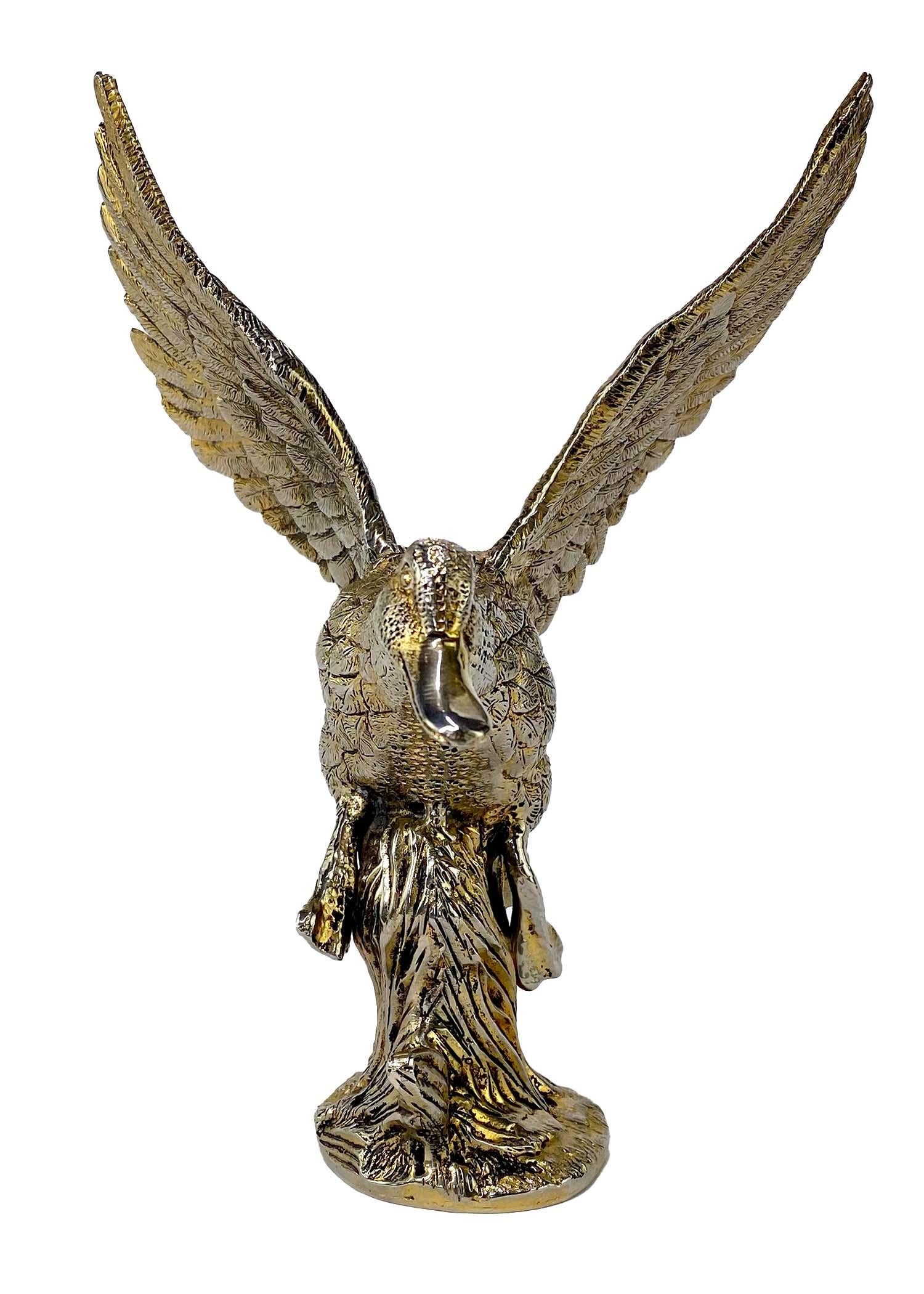 1970er Jahre Gucci Mallard Duck Figurale Statue aus gold gewaschenem Metall (Braun) im Angebot