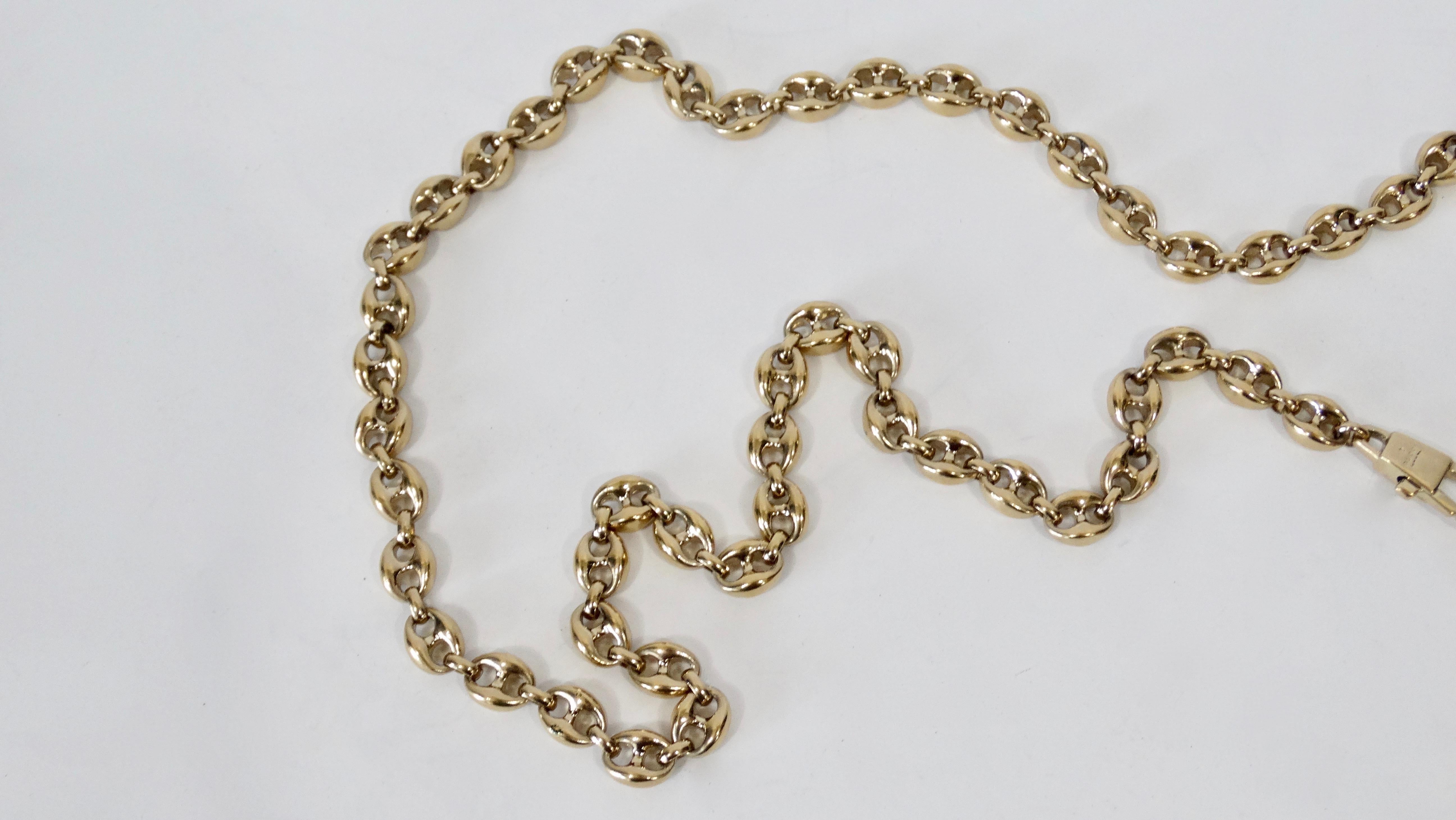 Beige 1970s Gucci Mariner Link Chain Logo Belt  