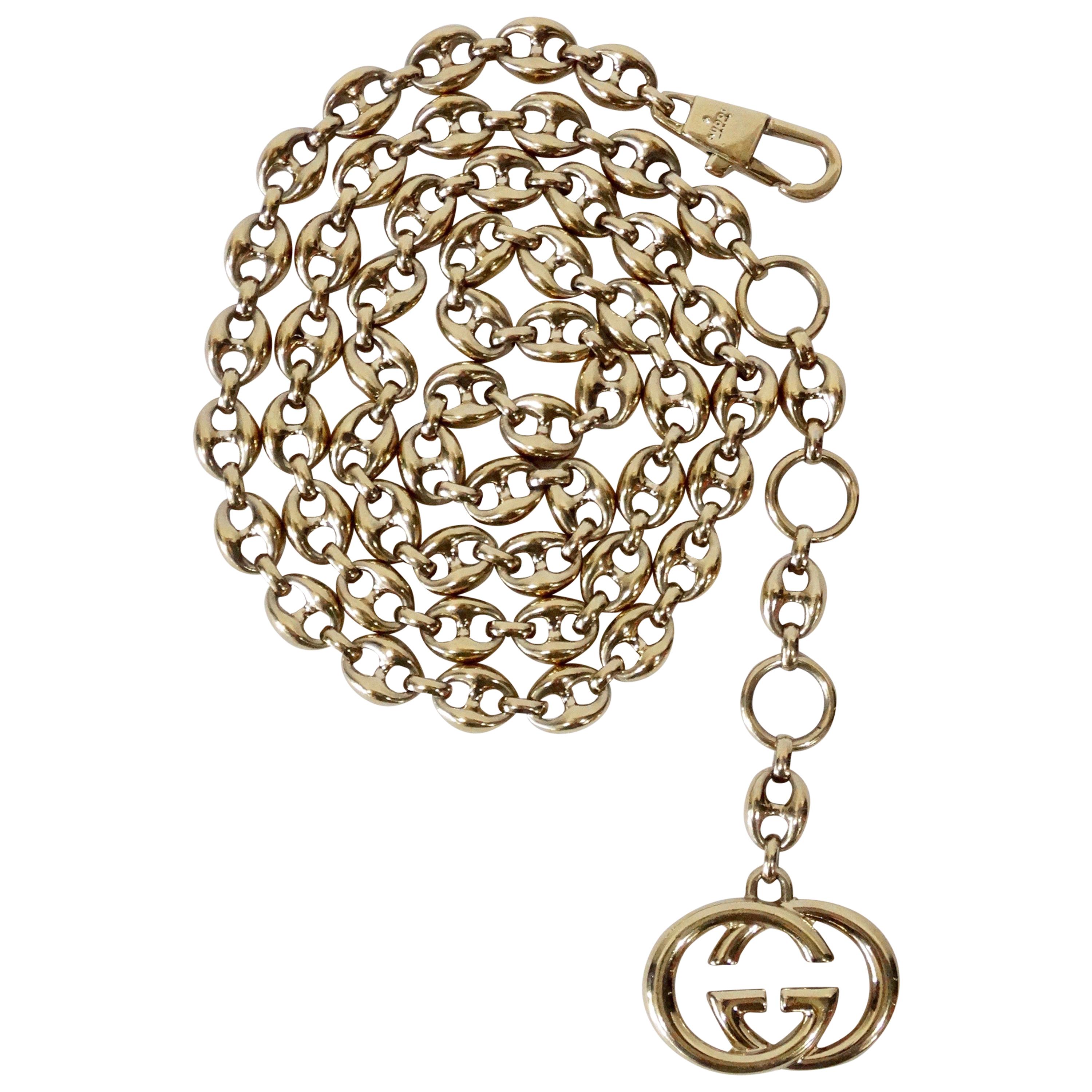 1970s Gucci Mariner Link Chain Logo Belt  