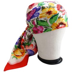 1970s Gucci Multi Floral Silk Scarf