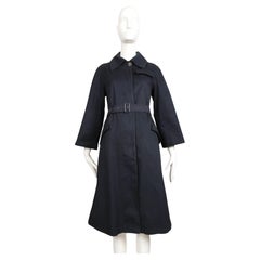 1970's GUCCI navy blue cotton trench coat with enameled GG buttons