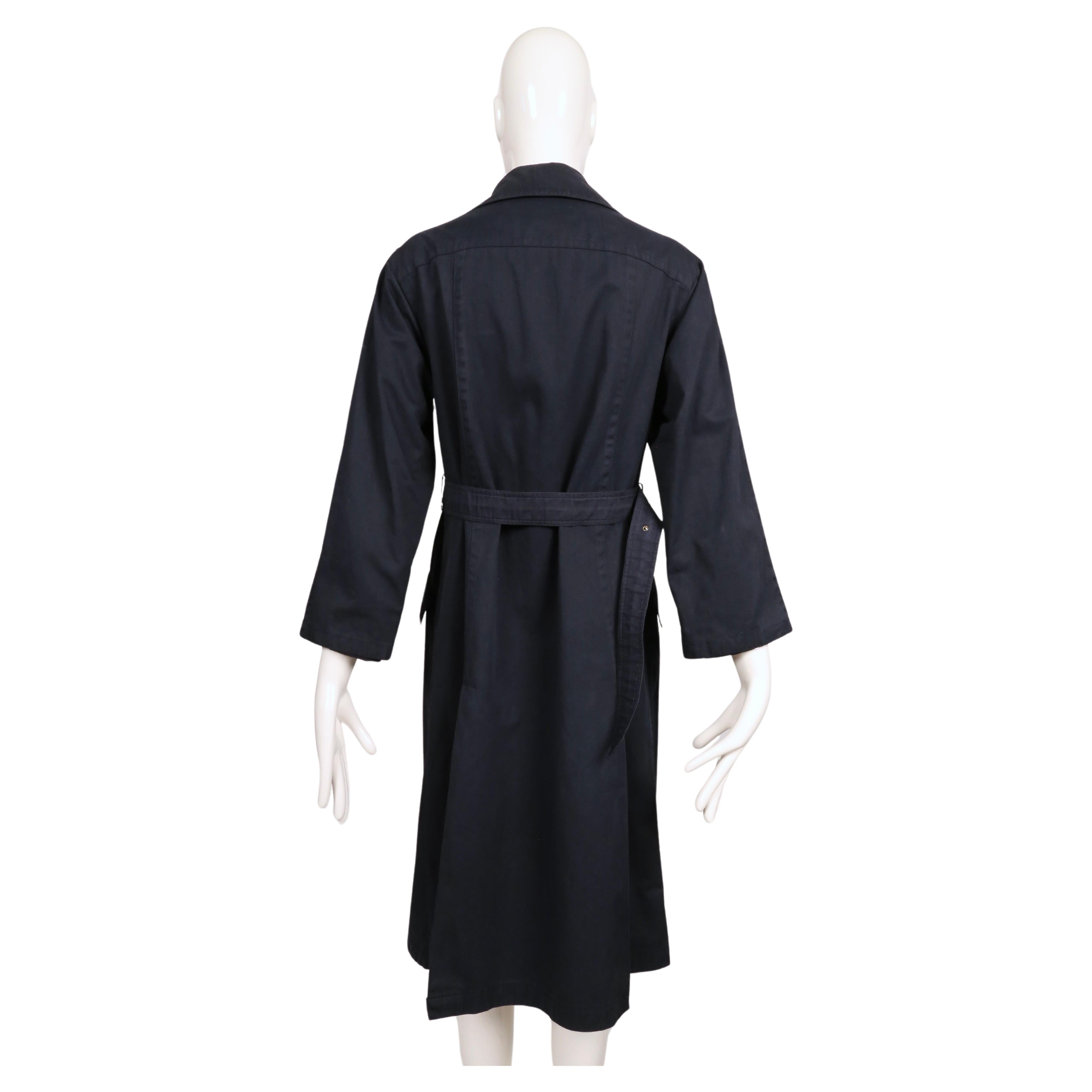1970's GUCCI navy blue cotton trench coat with enameled GG buttons For Sale 3