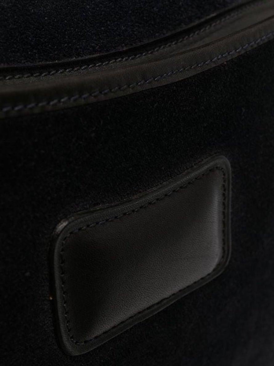 Women's or Men's 1970s Gucci Navy Suede Leather Shoulder Bag