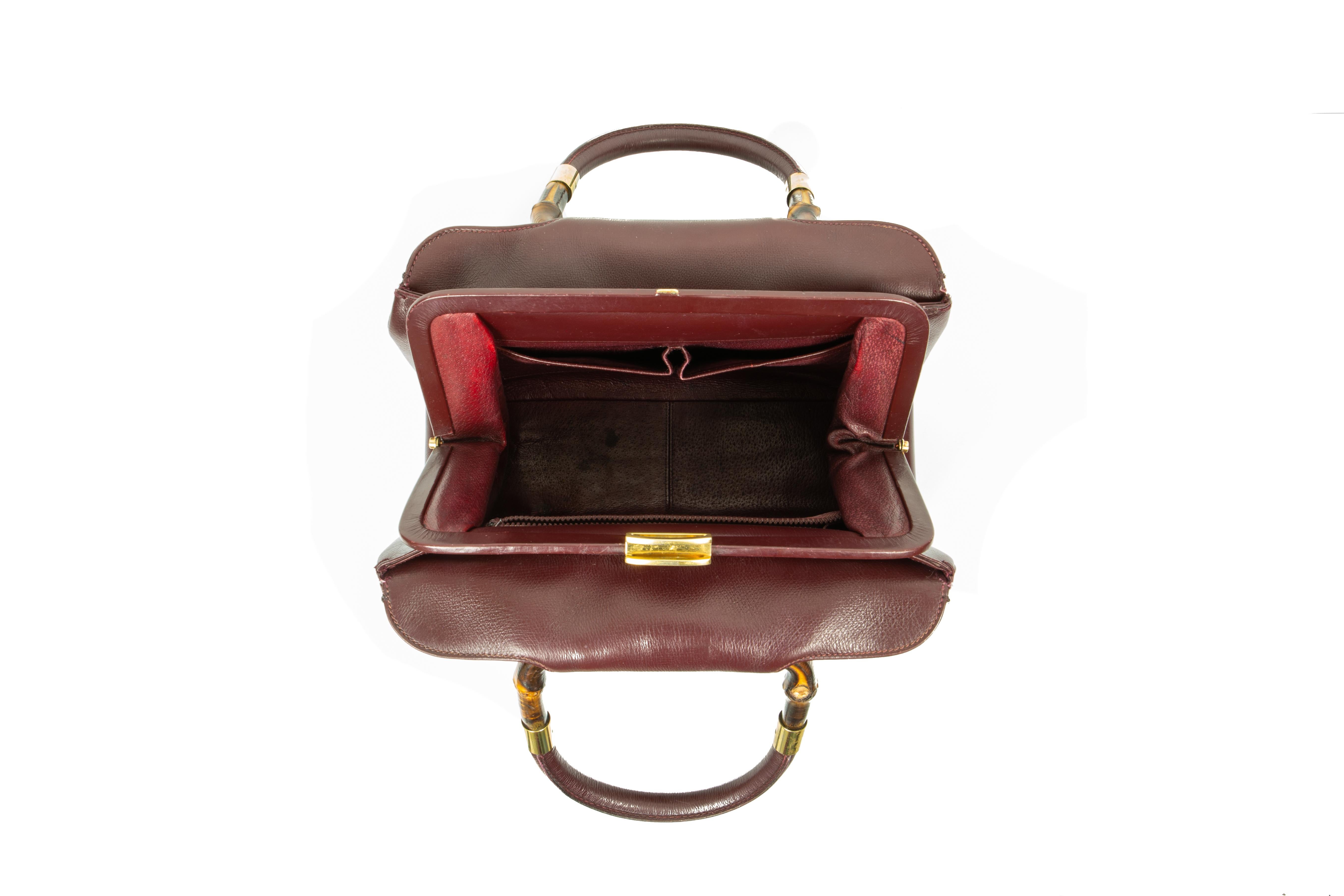 1970s Gucci Oxblood Leather Handbag In Good Condition In London, GB