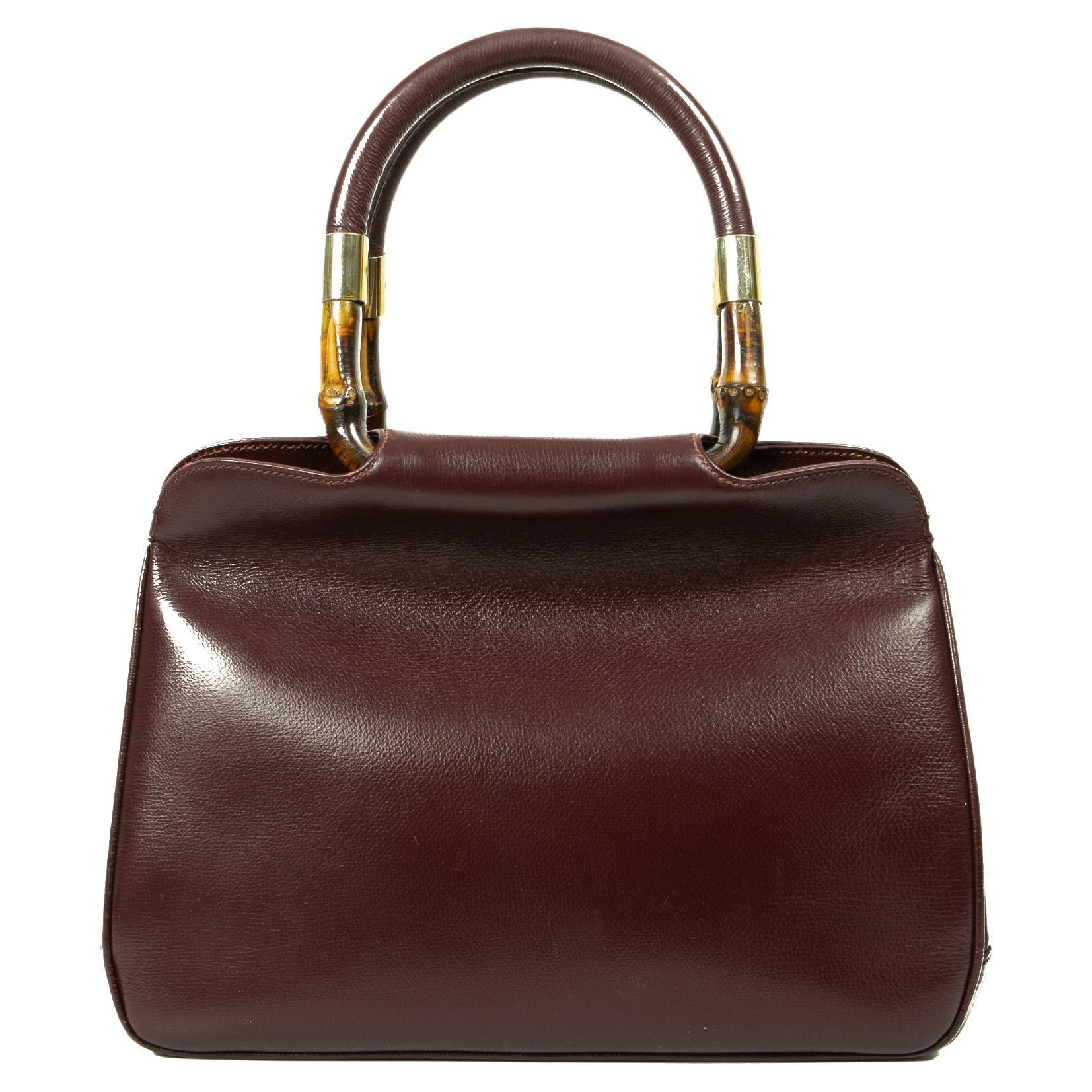 1970s Gucci Oxblood Leather Handbag