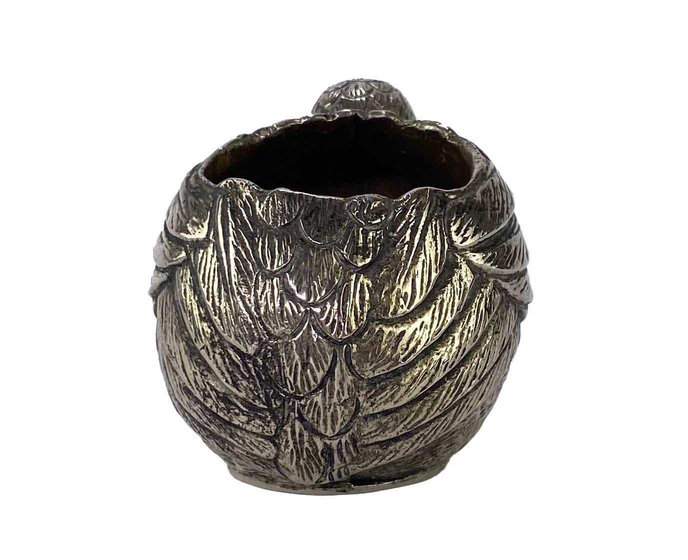 1970s Gucci Pewter Mini Sparrow Votive Holder Desk Accessory In Good Condition For Sale In West Hollywood, CA