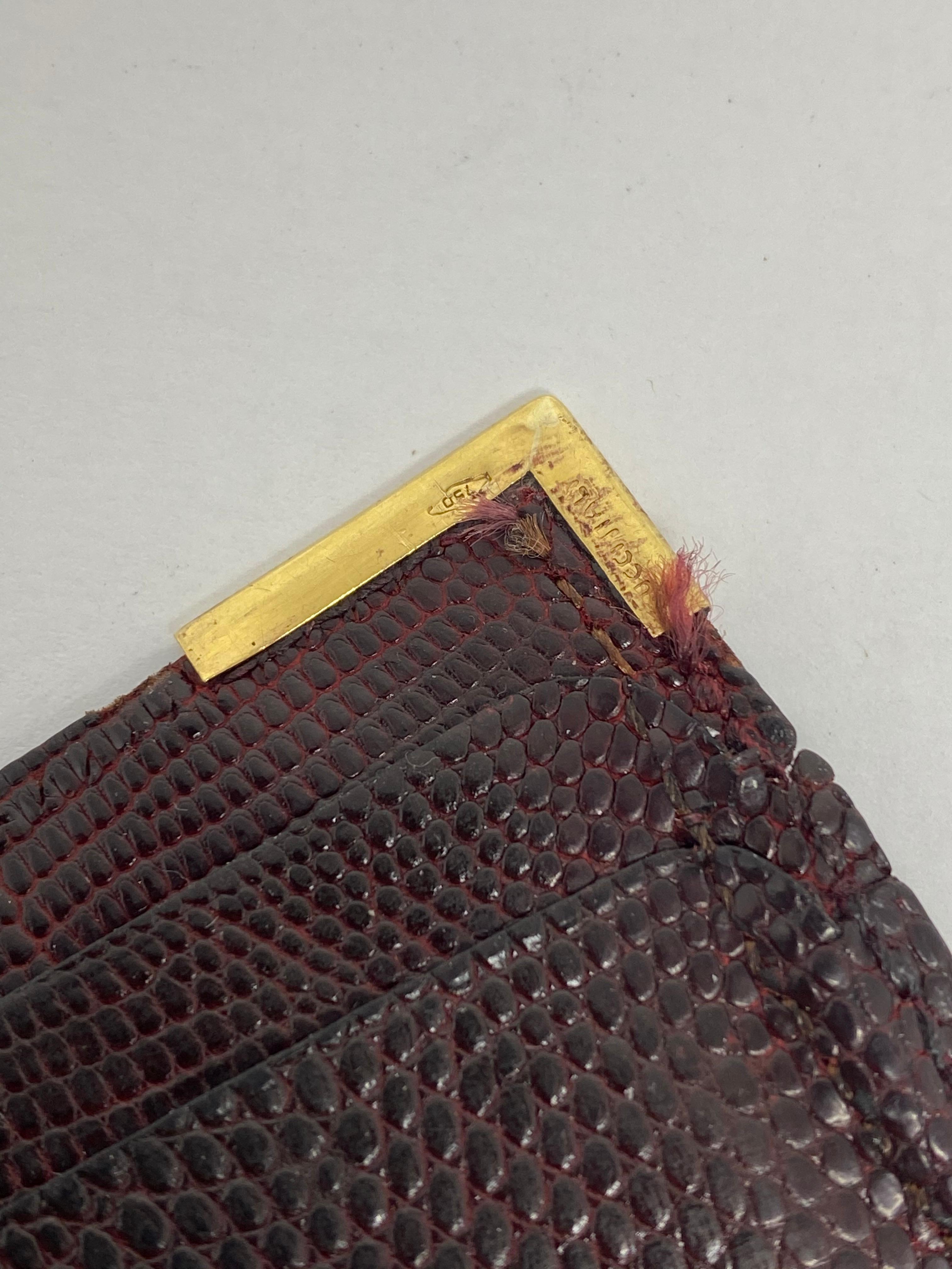 1970s GUCCI Red Animal Skin and 18K Yellow Gold Card Holder Wallet  1