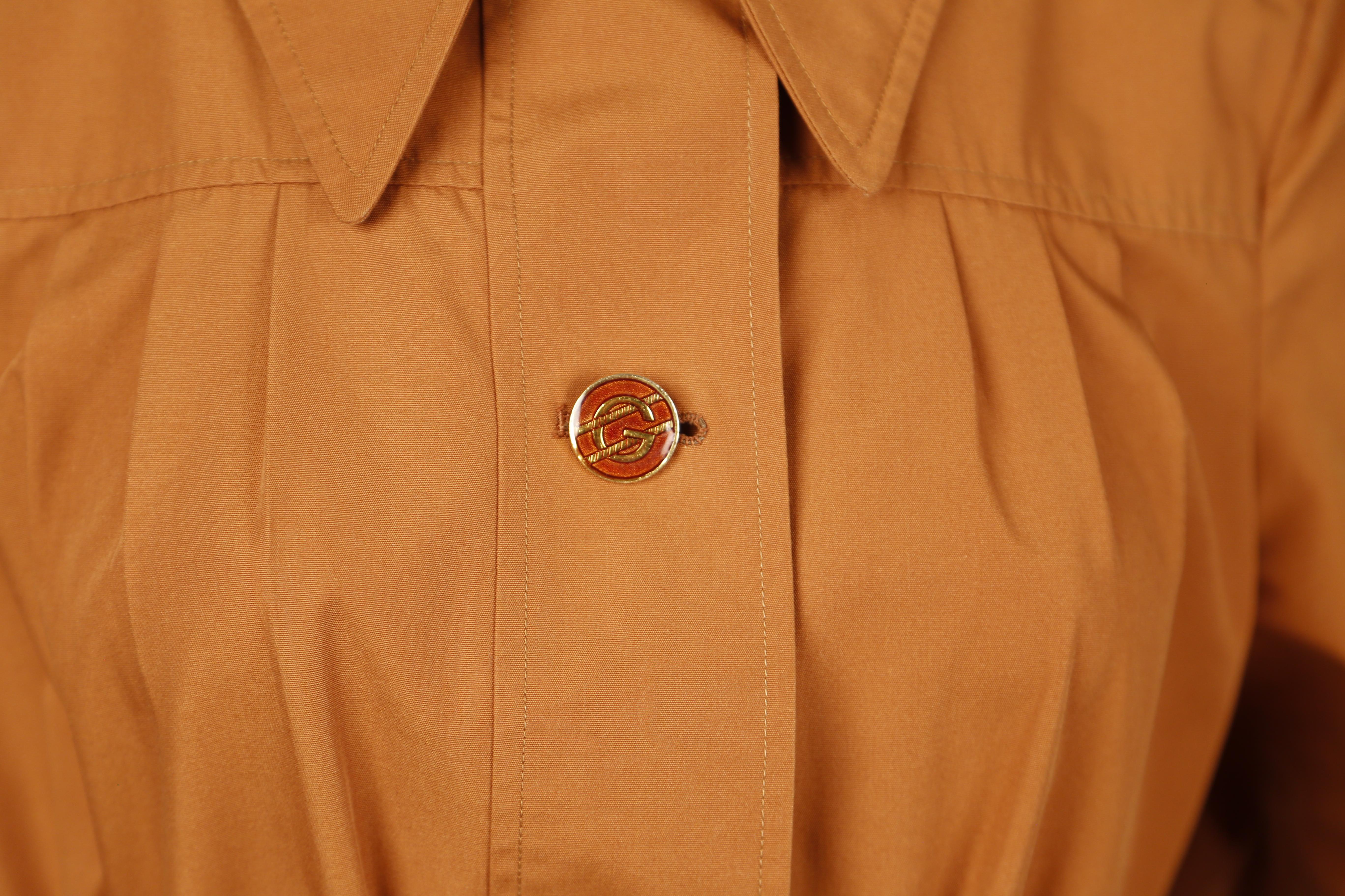 1970's GUCCI rust trench coat with enameled GG buttons 1
