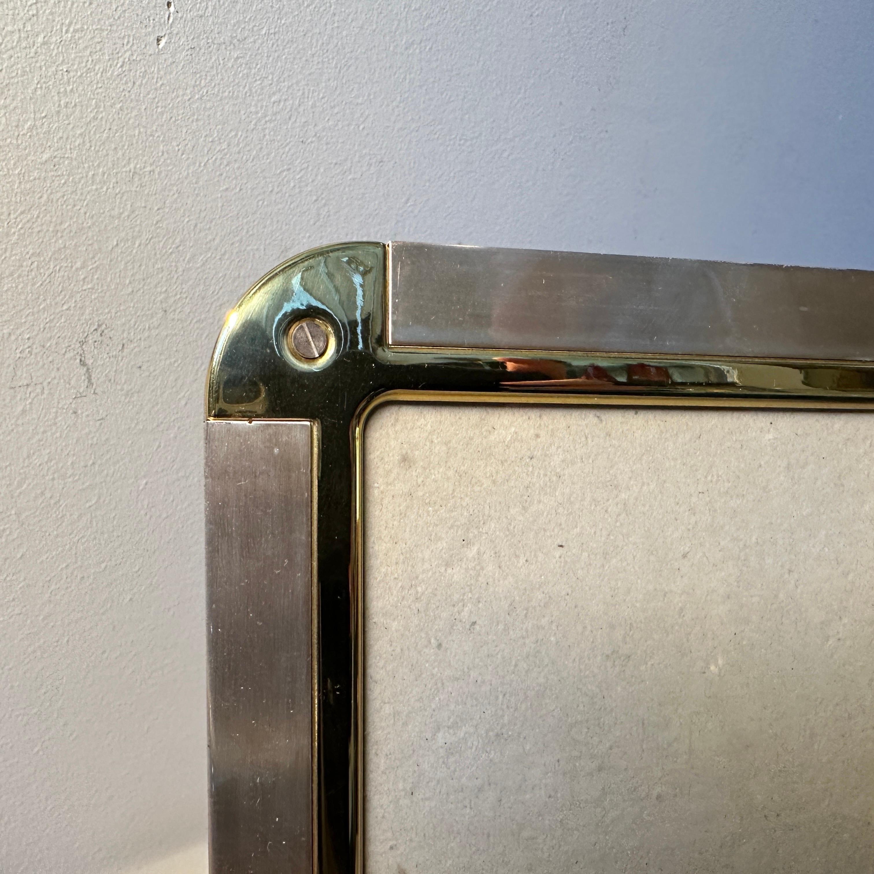 Modern 1970s Gucci Style Silvered and Gilded Metal Italian Picture Frame