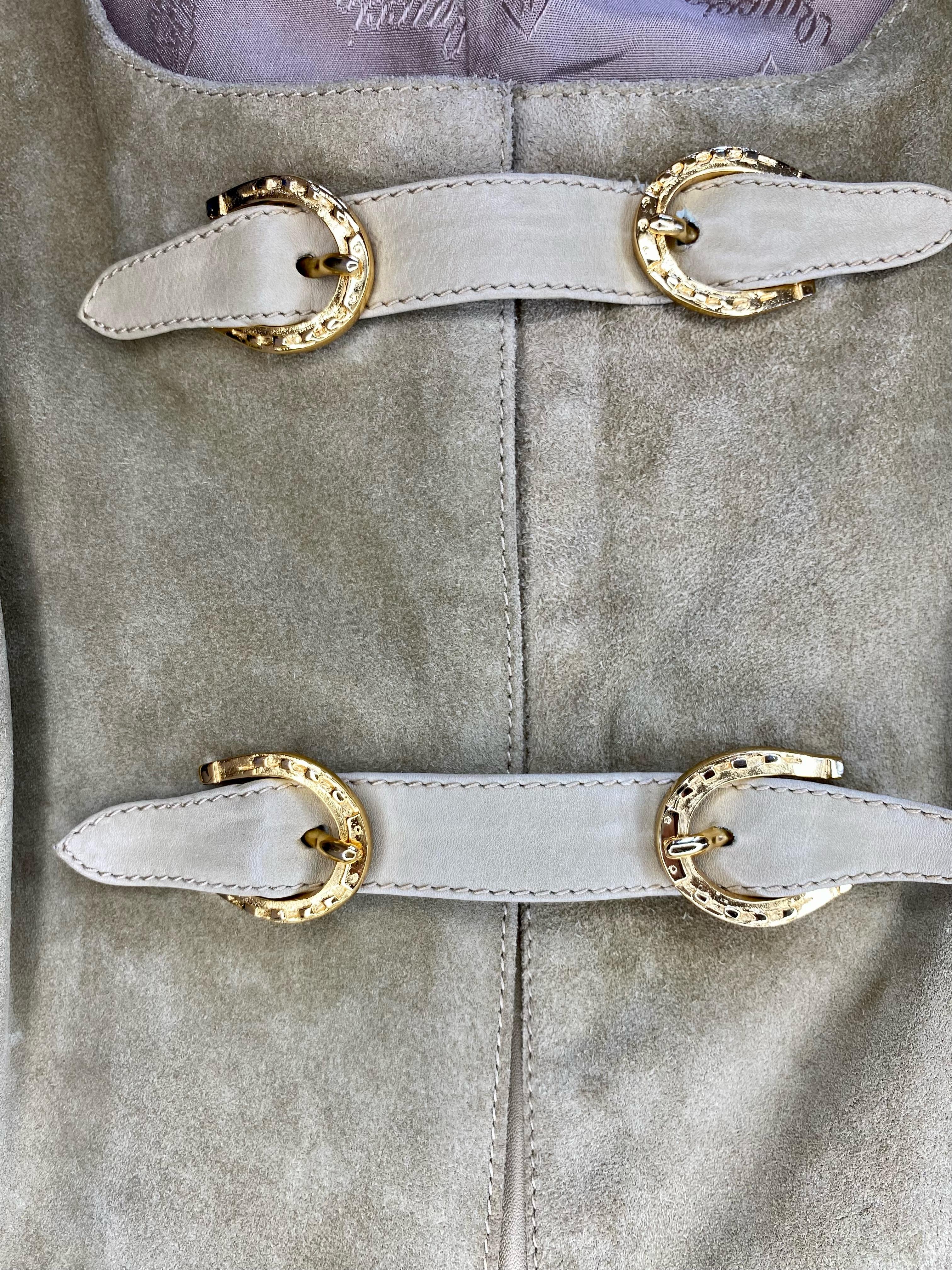 Brown 1970s Gucci Suede Horseshoe Buckle Vest Vintage