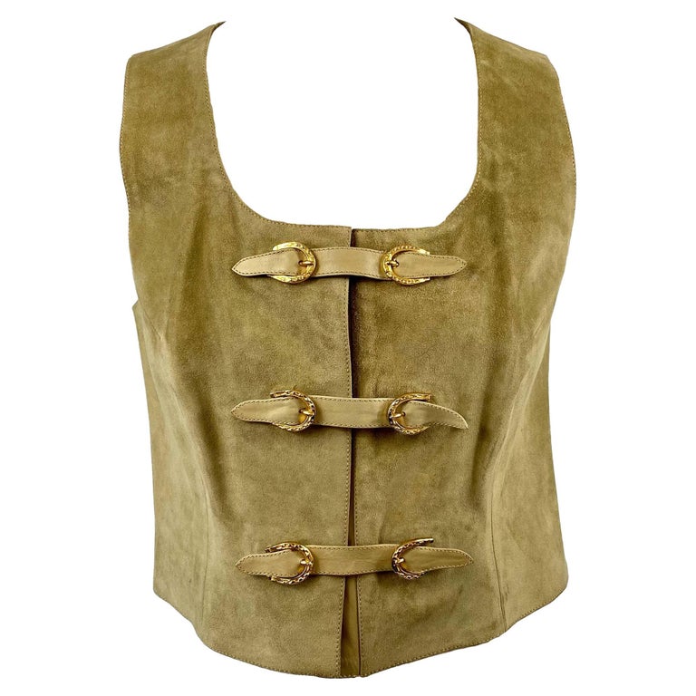1970s Gucci Suede Horseshoe Buckle Vest Vintage For Sale