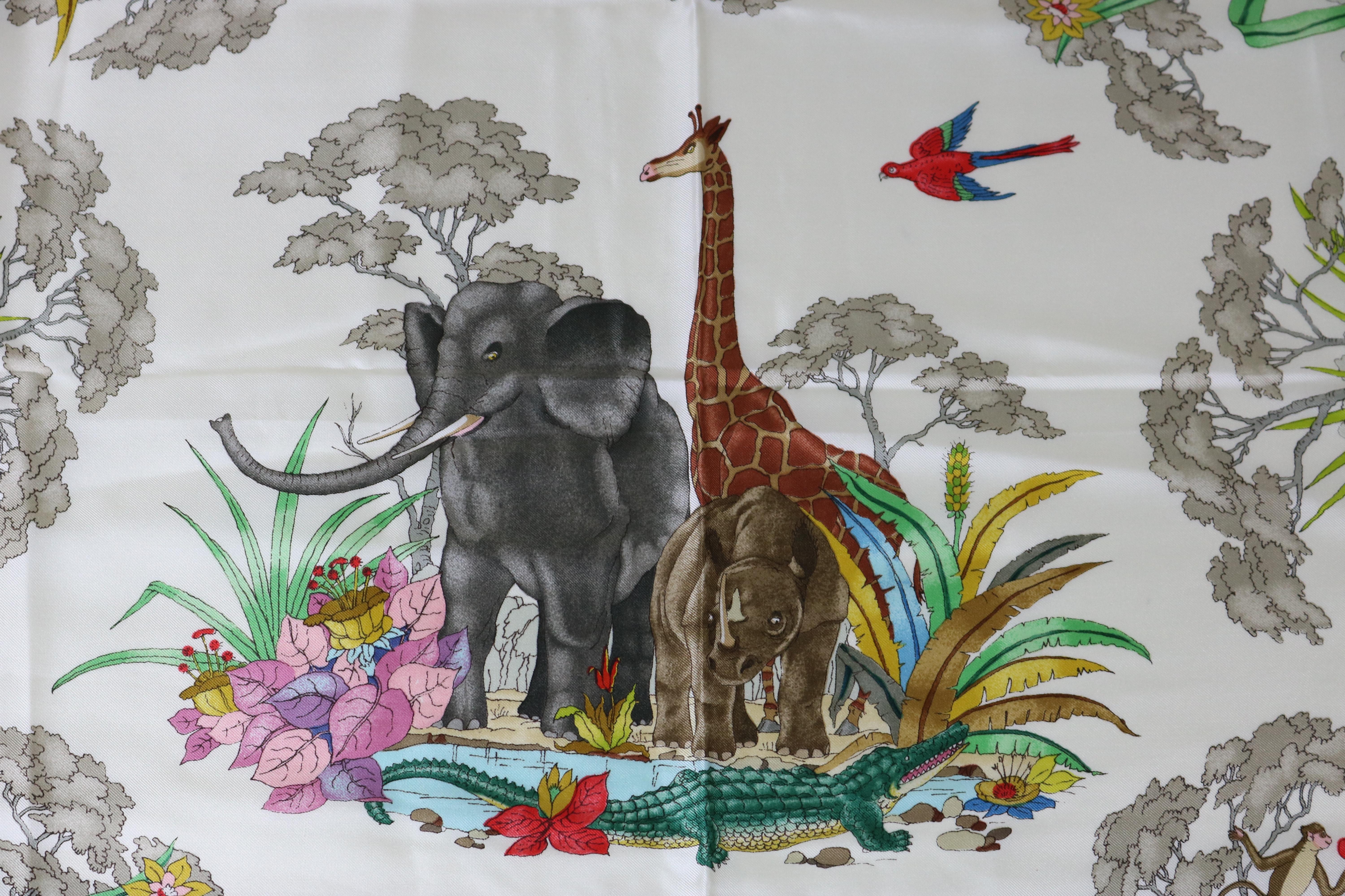 The stunning circa 1970 Gucci scarf is a work of art with beautiful animals by the artist Vittorio Accornero in today's on trend colors!
Vittorio Accornero born at Casale Monferrato (Italy) in 1896, was an accomplished artist and illustrator of