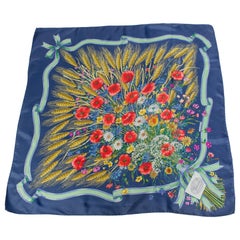 1970S GUCCI V. Accornero Hand Printed Floral Bouquet Silk Scarf