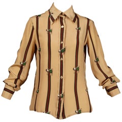 1970s Gucci Vintage Silk Equestrian Blouse