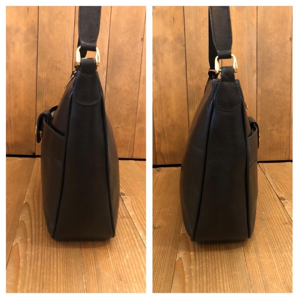 1970s GUCCI Web Black Leather Shoulder Bag Unisex 4